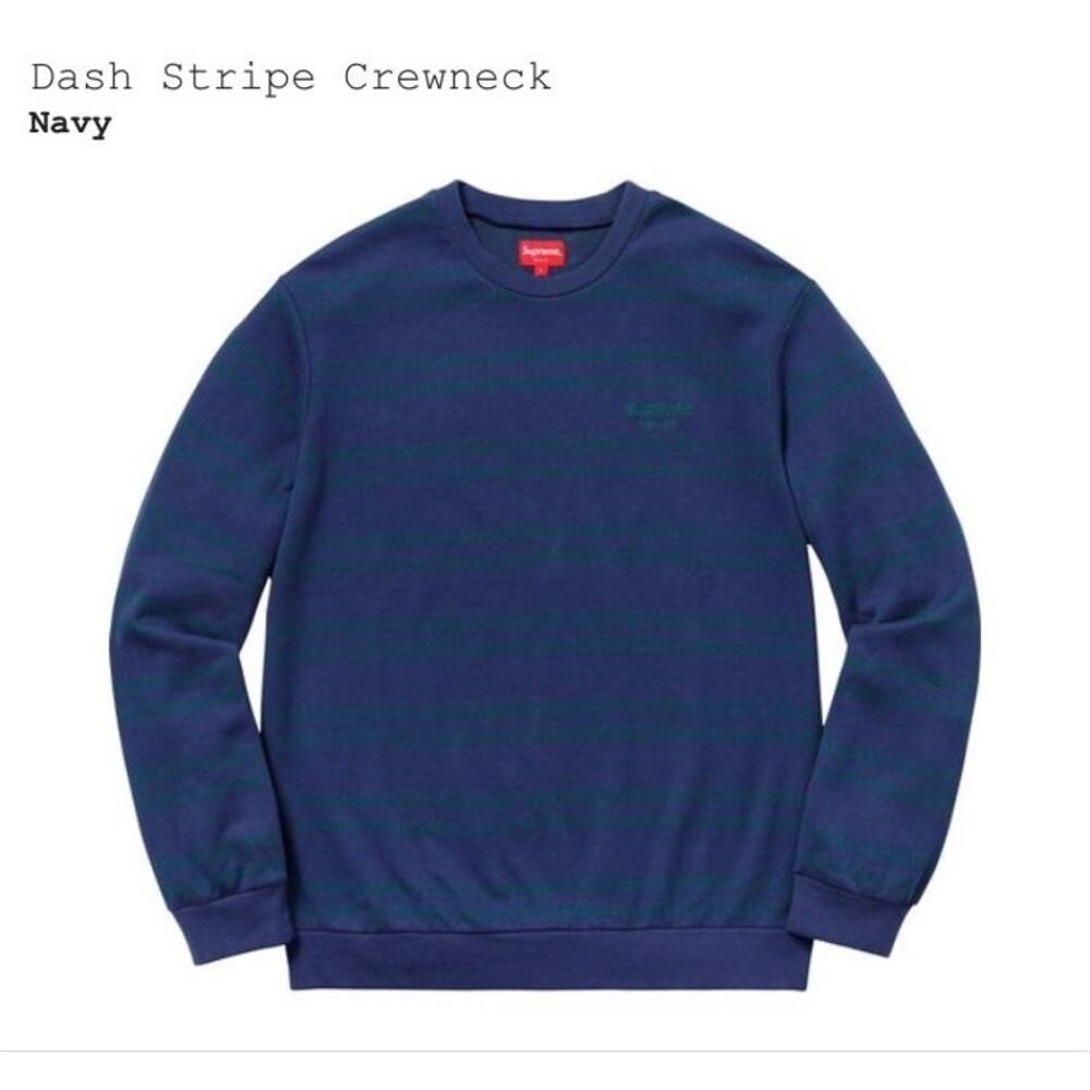 Supreme Dash Stripe Navy Crewneck Sweatshirt Men’s Size Large Fall/Winter Drop